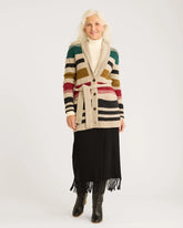 WOMEN'S CAMP STRIPE CARDIGAN <br> IVORY STRIPE MULTI