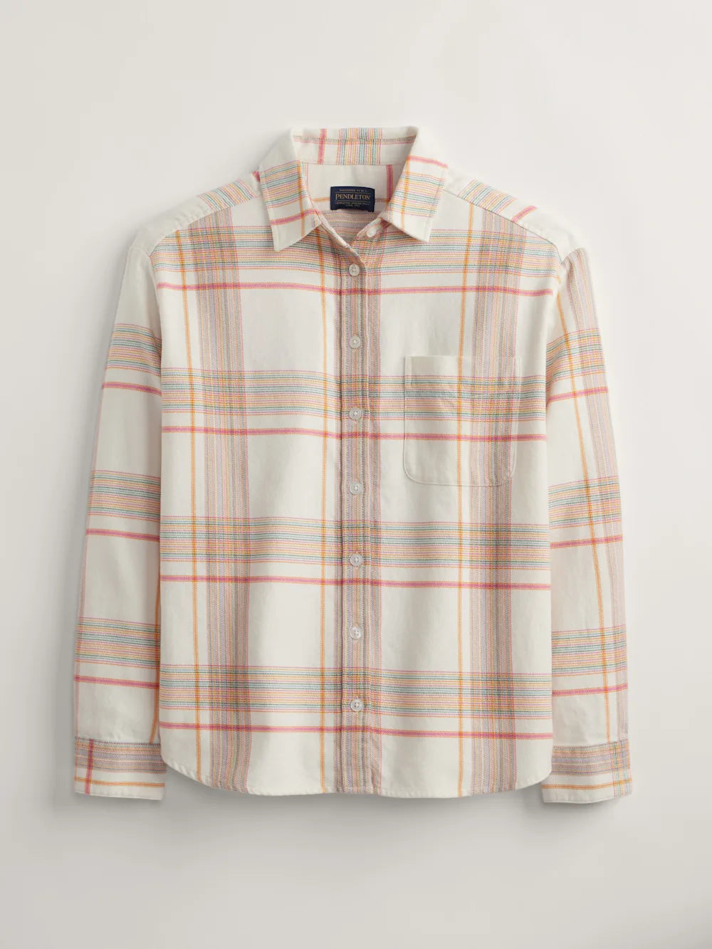 WOMEN'S PLAID BOYFRIEND DOUBLEBRUSHED FLANNEL SHIRT<br>IVORY MULTI PLAID