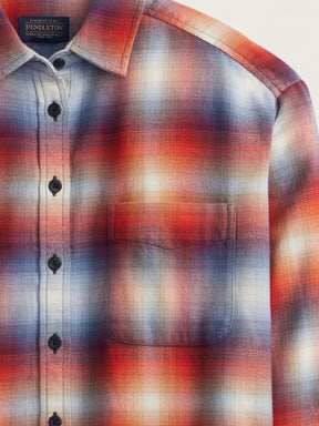 WOMEN'S PLAID BOYFRIEND DOUBLEBRUSHED FLANNEL SHIRT<br>RUST NAVY OMBRE