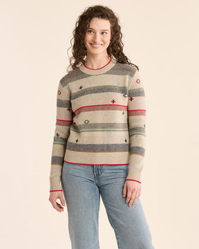 Graphic Merino Pullover Sweater<br>Oatmeal Heather Stripe