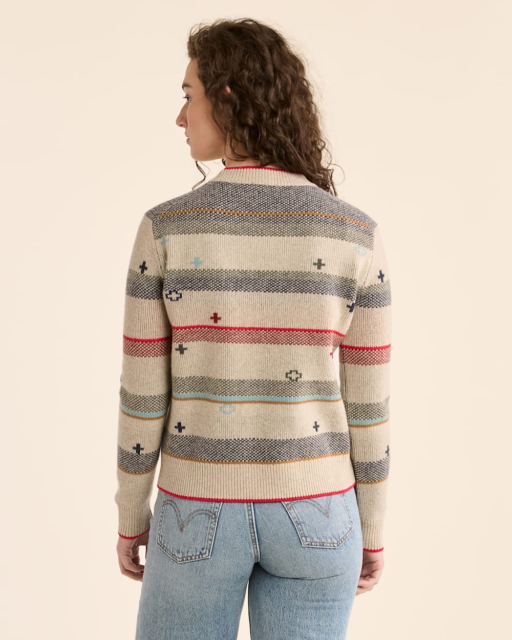 Graphic Merino Pullover Sweater<br>Oatmeal Heather Stripe