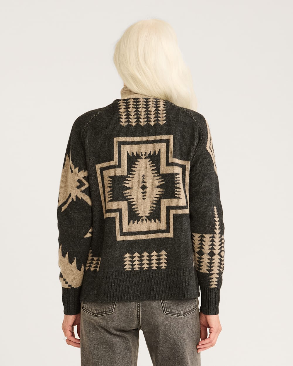 Oversized Graphic Cardigan<br>Black/Taupe