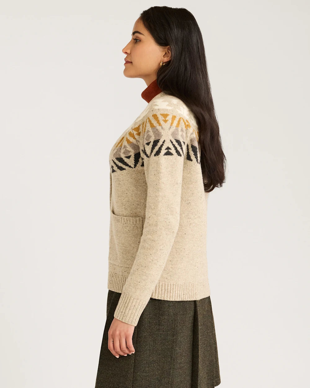 Fair Isle Cardigan<br>Oatmeal Multi