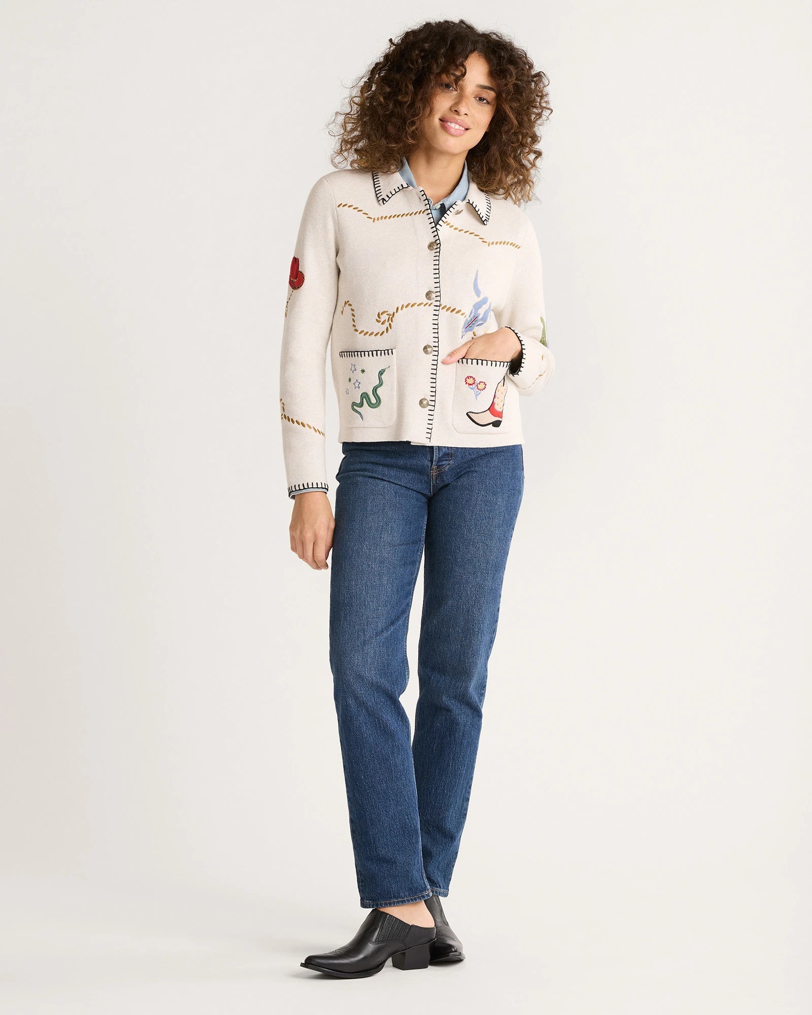 WOMEN'S SOUVENIR CARDIGAN<br>OATMEAL MULTI