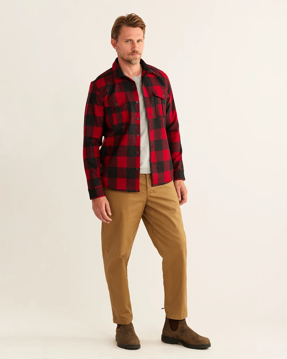 MEN'S BUFFALO CHECK SCOUT SHIRT<br>RED/OXFORD