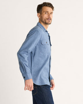 MEN'S BURNSIDE DOUBLEBRUSHED FLANNEL SHIRT<br>BLUE HEATHER