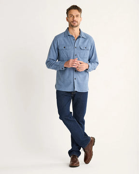 MEN'S BURNSIDE DOUBLEBRUSHED FLANNEL SHIRT<br>BLUE HEATHER