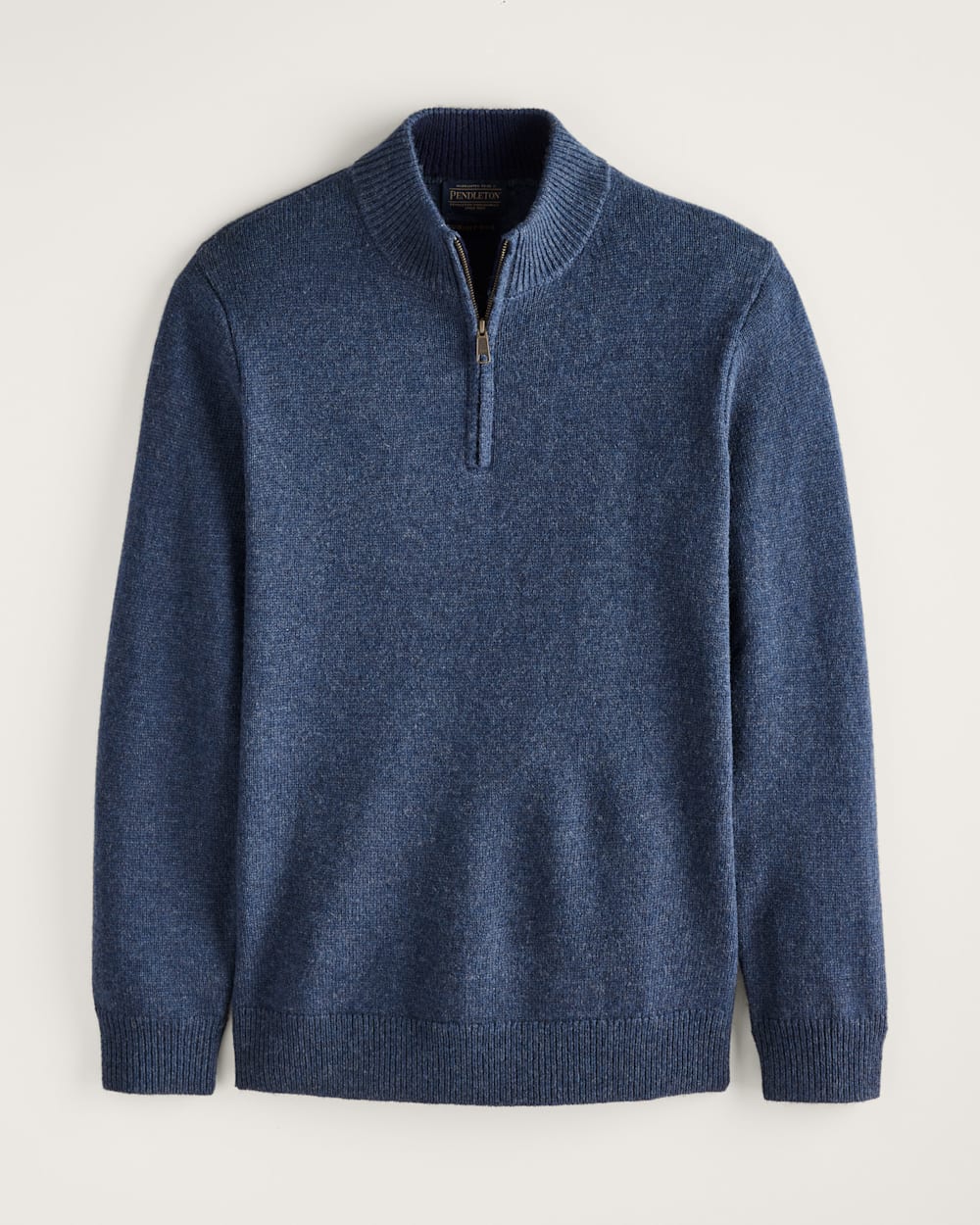 Wool 1/4 Zip Sweater<br>Dark Blue Heather