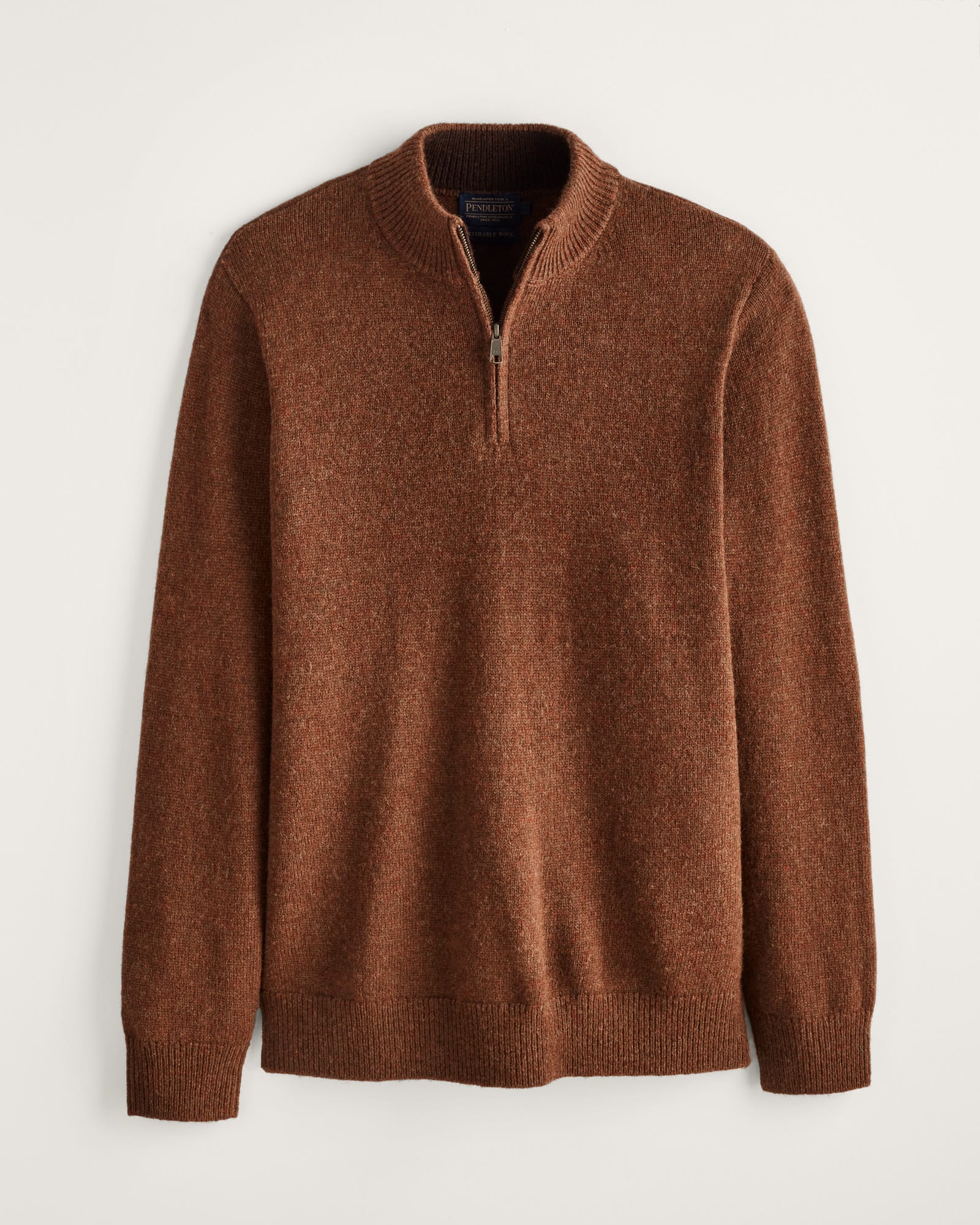 MEN'S SHETLAND COLLECTION HALF-ZIP SWEATER<br>SPICED HEATHER