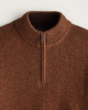 MEN'S SHETLAND COLLECTION HALF-ZIP SWEATER<br>SPICED HEATHER