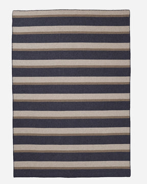 ECO-WISE WOOL PLAID/STRIPE BLANKET<br>MIDNIGHT NAVY STRIPE