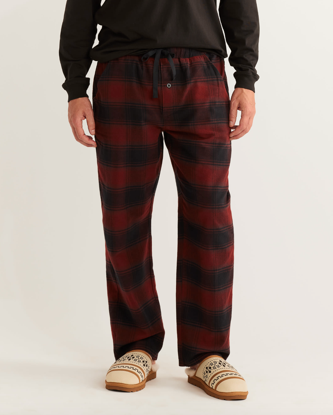 Mens Red and Black Plaid Pajama Pants
