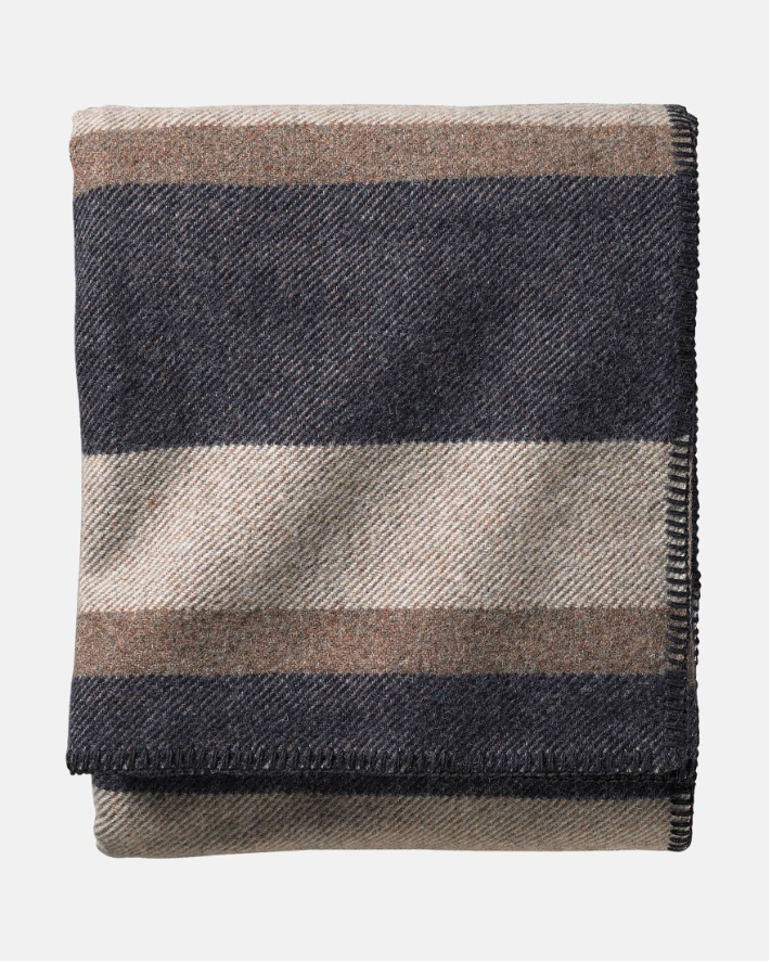 Eco-Wise Easy Care Blanket<br>Midnight Navy Stripe