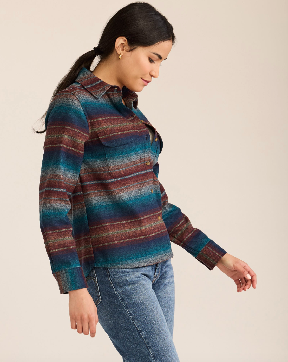 Women's Board Shirt<br>Blue Multi Stripe