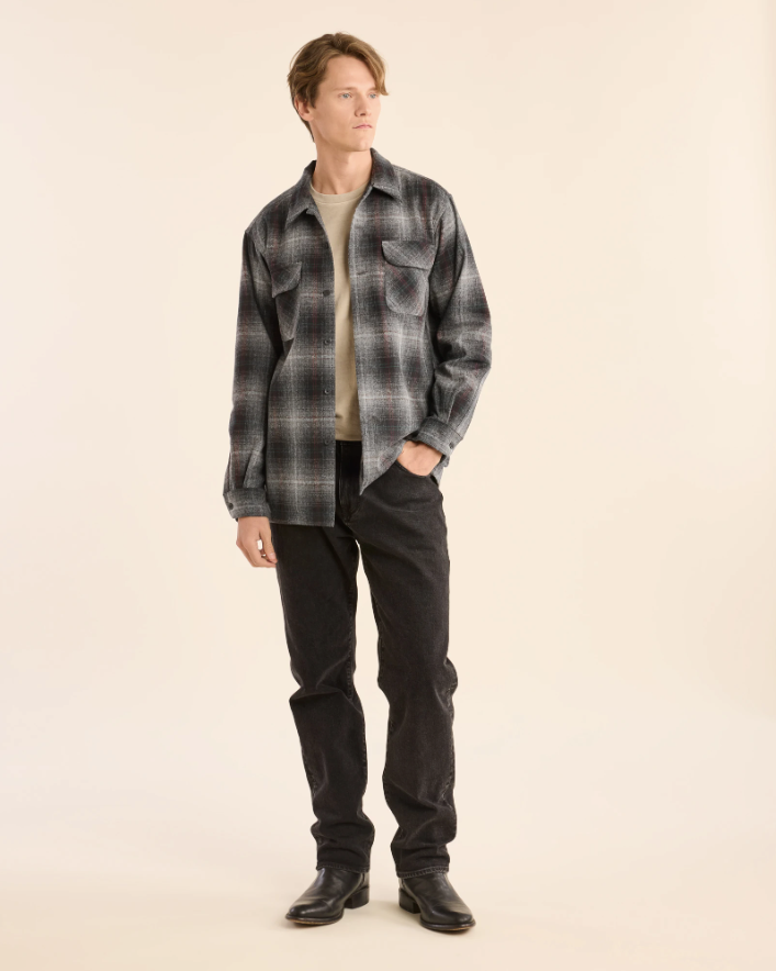 MEN'S PLAID BOARD SHIRT<br>GREY MIX MULTI PLAID