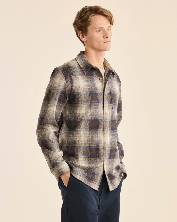 Lodge Shirt<br>Blue/Taupe Mix Plaid