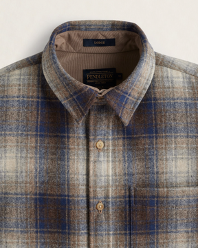 Lodge Shirt<br>Blue/Taupe Mix Plaid