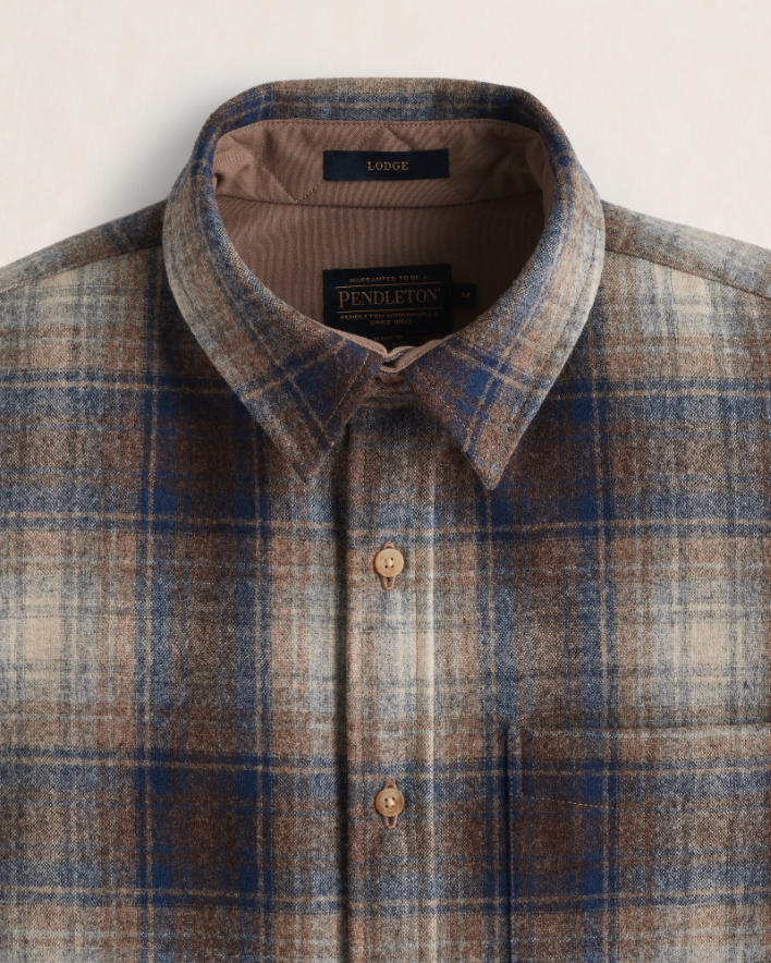 Lodge Shirt<br>Blue/Taupe Mix Plaid