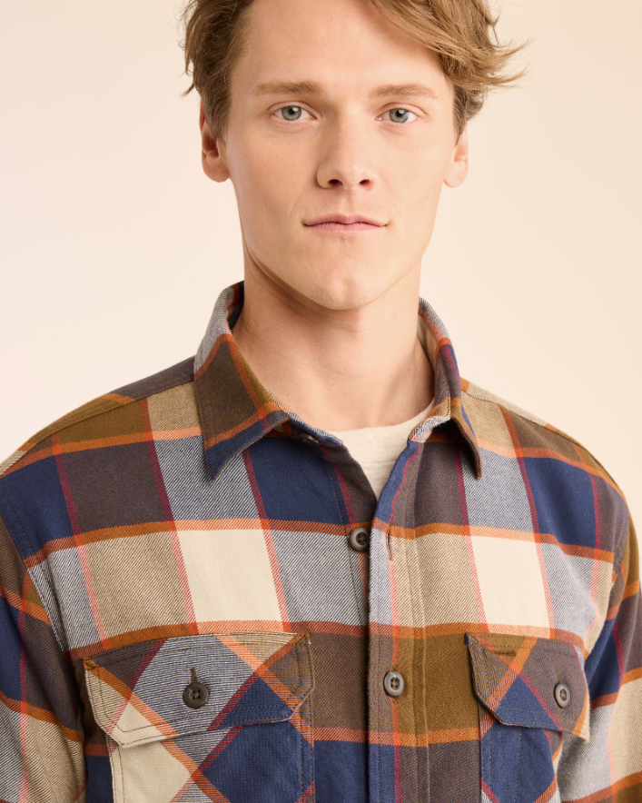 Burnside Shirt<br>Navy/Grey/Ochre Plaid