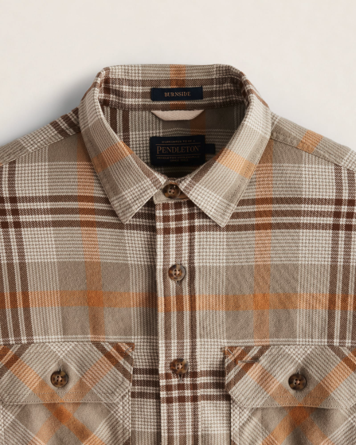 Burnside Shirt<br>Tan/Brown/Grey Plaid