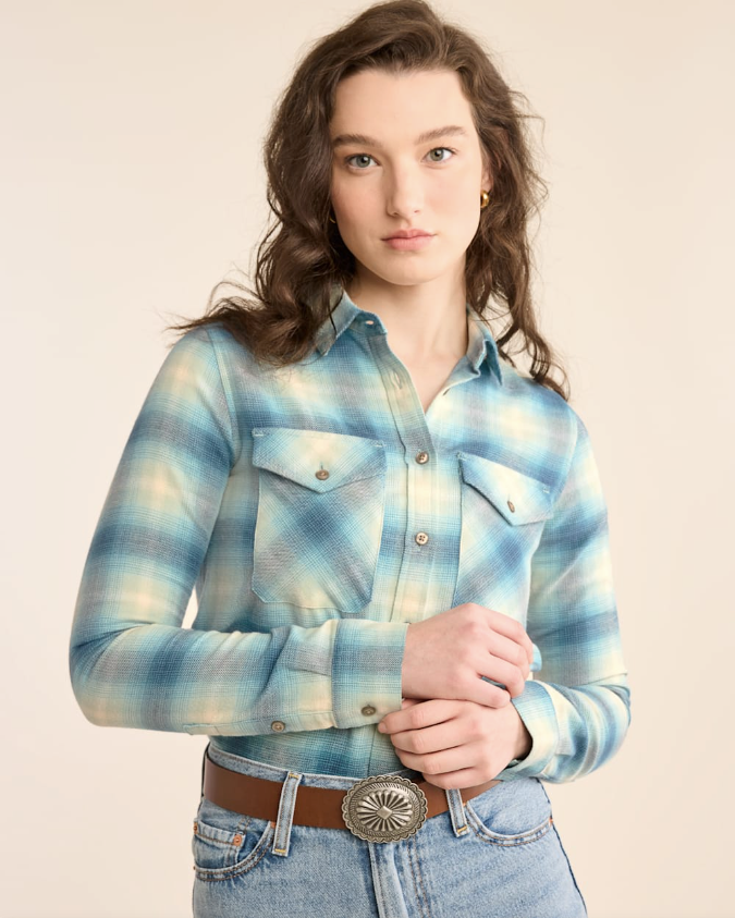 Madison Flannel Shirt<br>Aqua Ombre