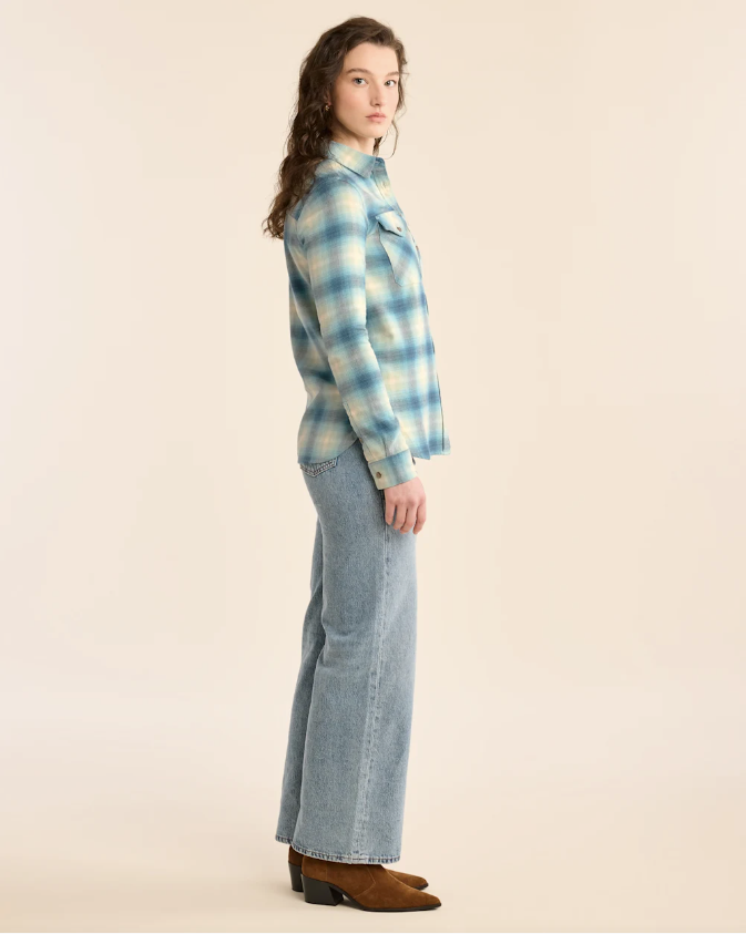 Madison Flannel Shirt<br>Aqua Ombre