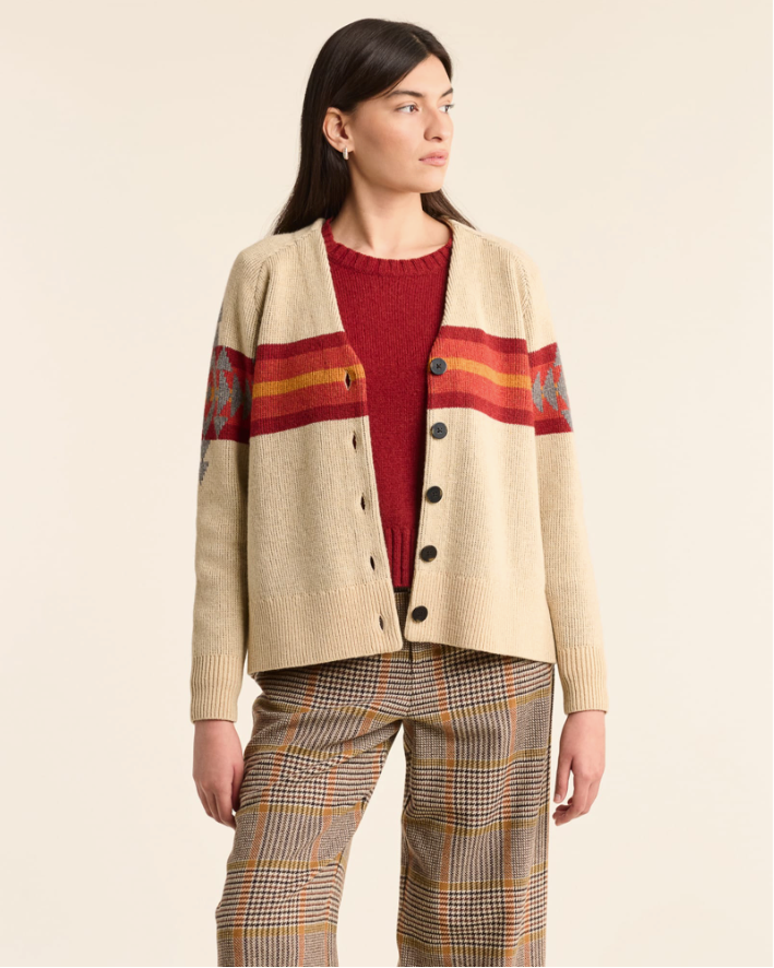 Oversized Graphic Cardigan<br>Vintage Tan Multi