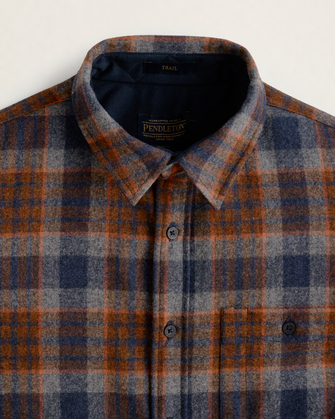 Trail Shirt<br>Navy Mix/Orange Plaid