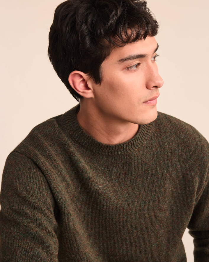 MEN'S SHETLAND COLLECTION SWEATER<br>CAMO HEATHER