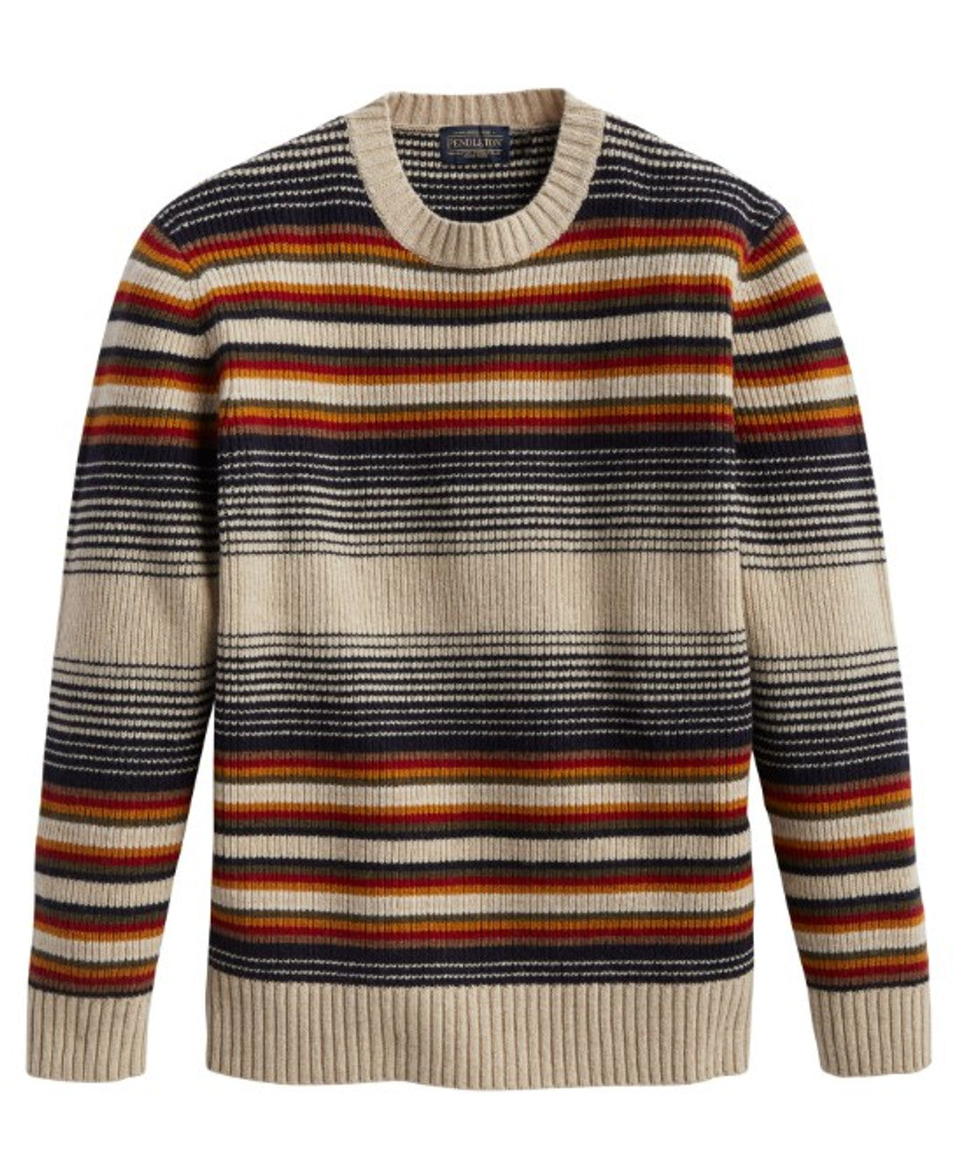 Merino Crew Sweater<br>Linen/Navy Ombre Stripe