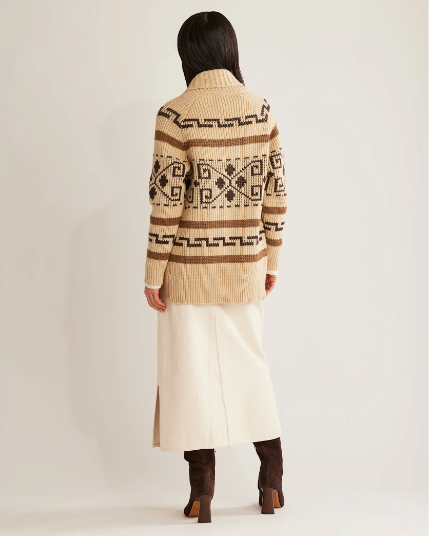 Long Westerley Cardigan<br>Tan/Brown Multi